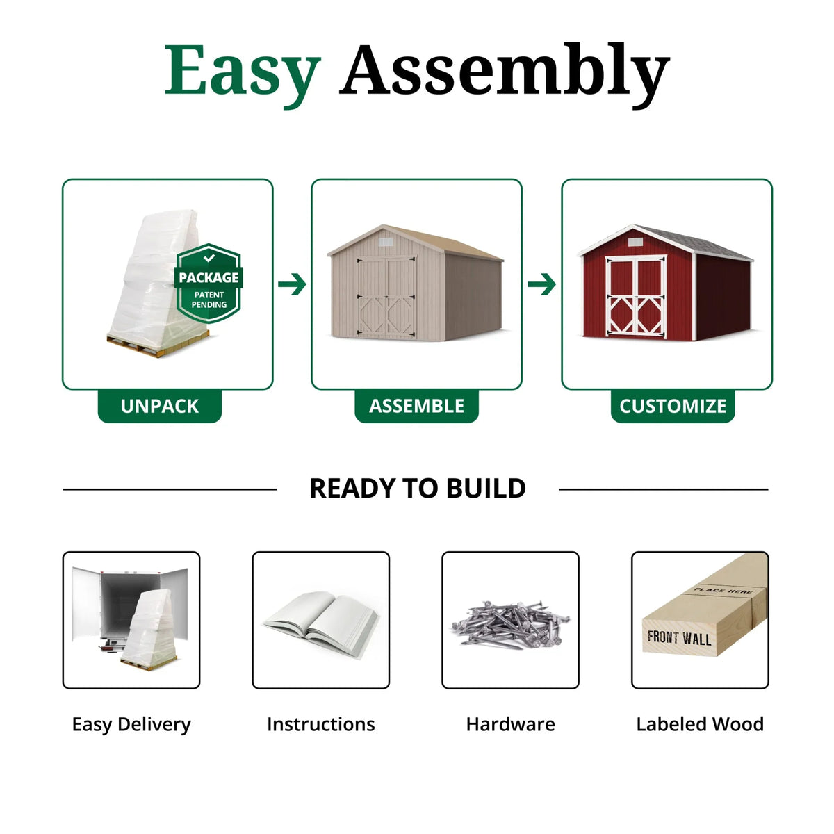 Little Cottage Co. 8x8 Classic Gable Shed, Outdoor Wood Storage Shed Do-It-Yourself Precut Kit - image 9
