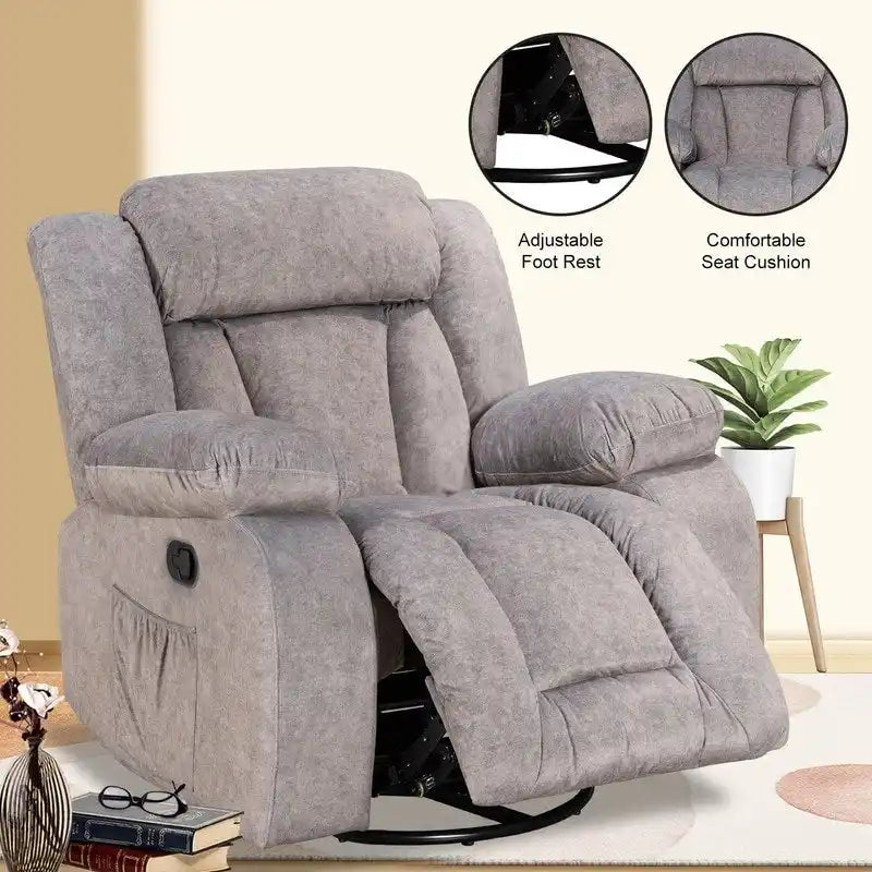 Upholstered Recliner with Rocking and Swiveling Features - image 6