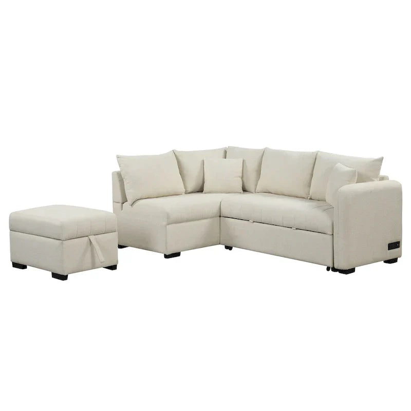 Roomfitters L-Shaped Sleeper Sofa with USB Ports, Power Outlets, and Versatile Storage Ottoman - image 15