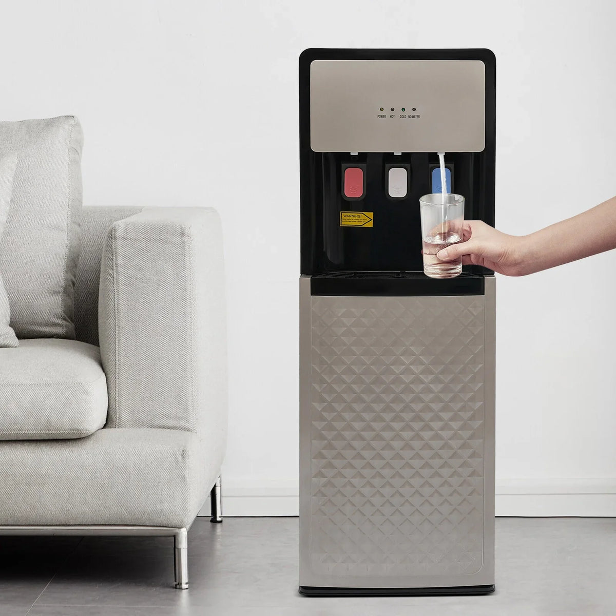 Silver Grey Floor Standing Hot&Cold Water Dispenser with 3 Temperature Settings, Indicator Lights & Removable Drip Tray - image 10