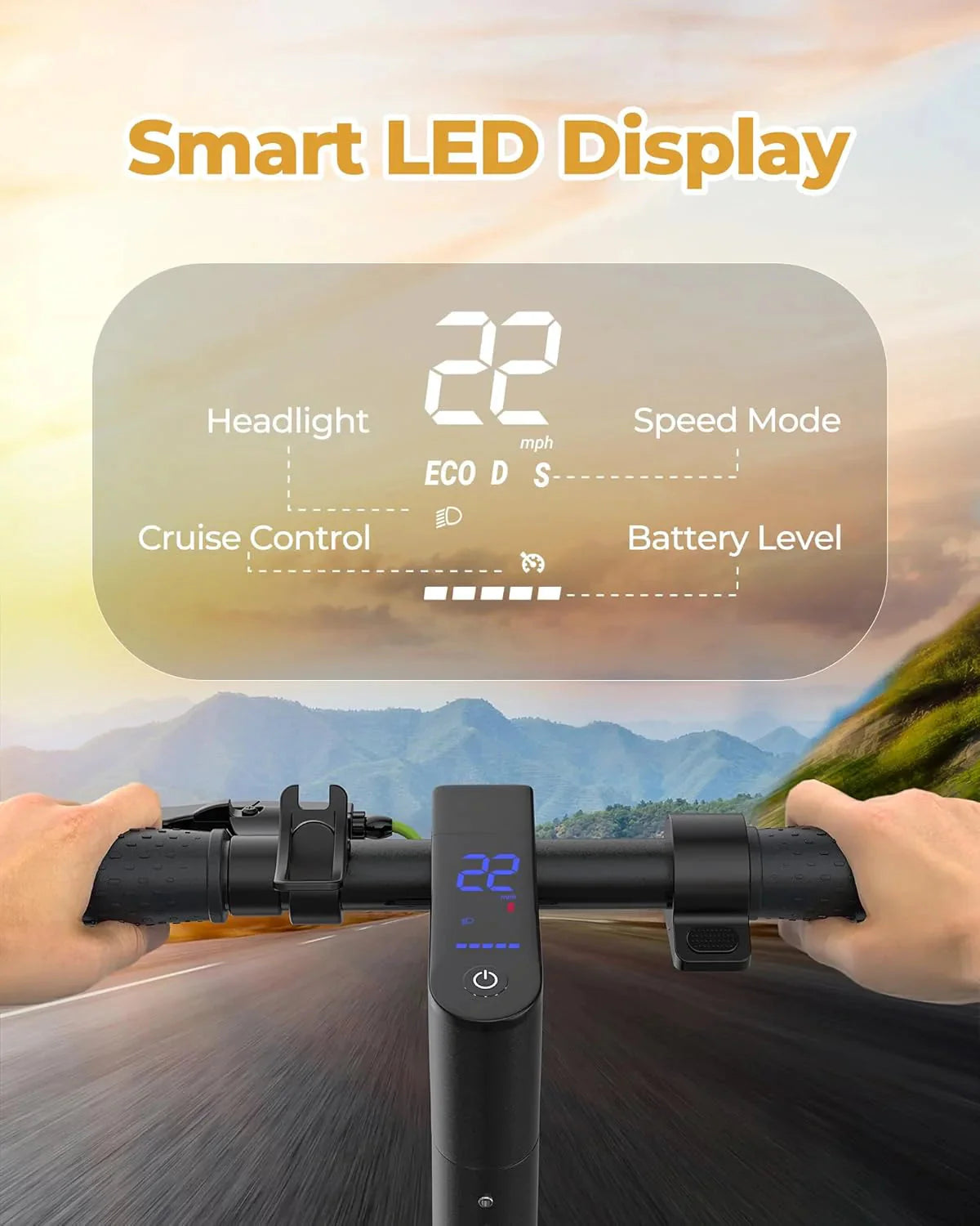 Electric Scooter - 8.5" Solid Tires, 350W Motor, Up to 19 MPH and 21-23 Miles Long-Range Portable Foldable Commuting Scooter for Adults with Double Braking System and App - image 33