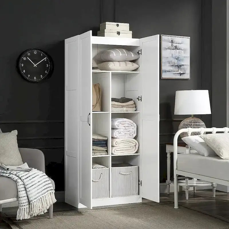 Modern Storage Wardrobe Cabinet with Doors and Multi Compartment Shelves - image 16