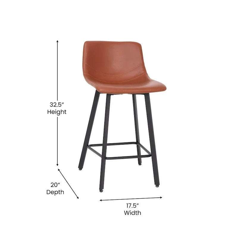 Pair of Armless Upholstered Metal Counter Stools - image 35