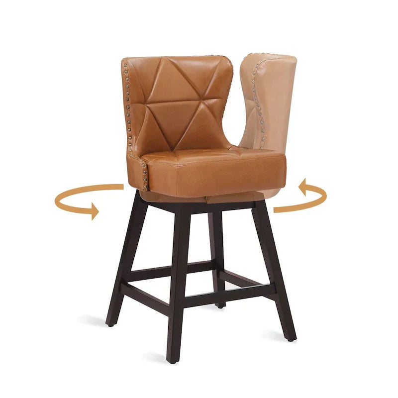 LUE BONA Set of 4 Mid-Century Modern 26-Inch Swivel Counter Stools with Faux Leather and Fabric Upholstery for Kitchen Island - image 7