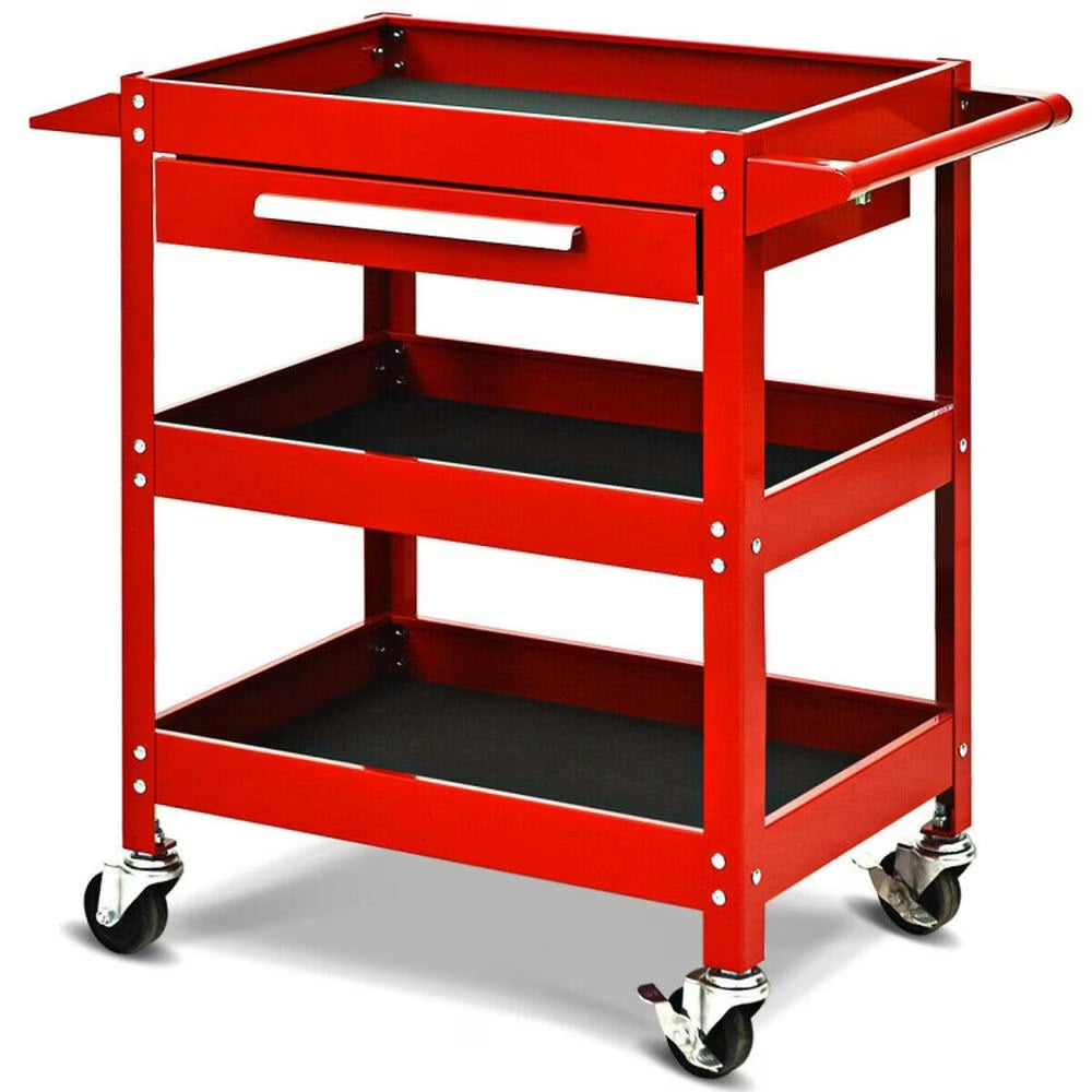 Spaco Rolling Tool Cart Mechanic Cabinet Storage ToolBox Organizer with Drawer-Black, Utility Cart on Wheels for Warehouse Garage Cleaning Office - image 3