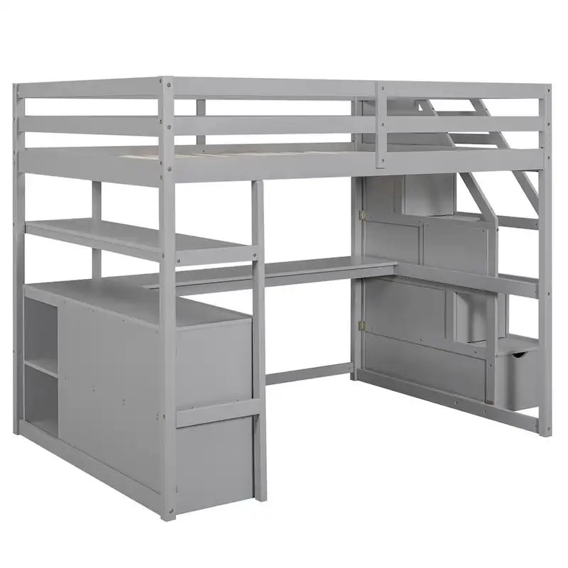 Merax Loft Bed with Integrated Desk and Storage Shelves - image 21