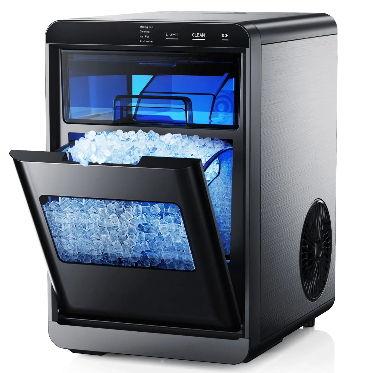 Simzlife Nugget Ice Maker Countertop, 44.9lbs per Day Chewable Pebble Nugget Ice Machine with Touch Screen for Home, Kitchen, Office, Stainless Steel, Black - image 2