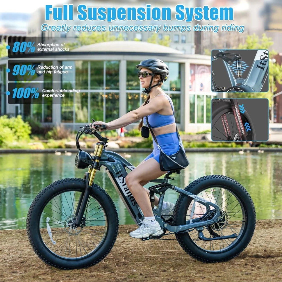 Electric Bike for Adults 26'', 1000W E - Mountain Bike 48V 30/20ah UL2849 Removable Battery, Fat Tire Ebike up to - image 21