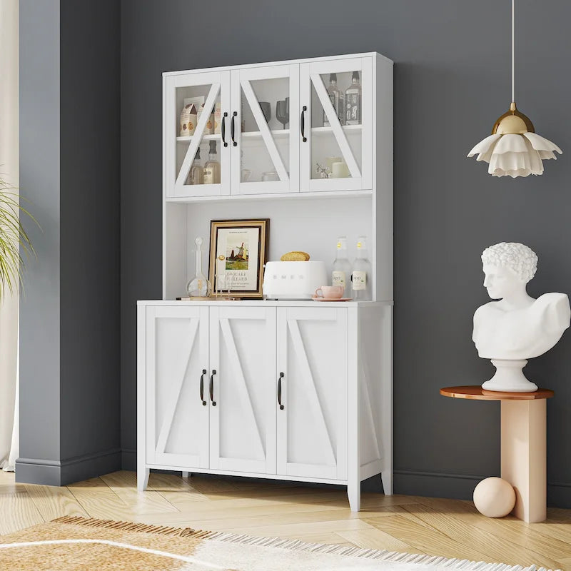 Spacious Kitchen Pantry Storage Cabinet Featuring Glass Doors - image 4