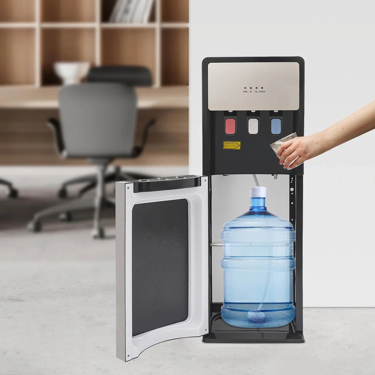 Silver Grey Floor Standing Hot&Cold Water Dispenser with 3 Temperature Settings, Indicator Lights & Removable Drip Tray - image 9