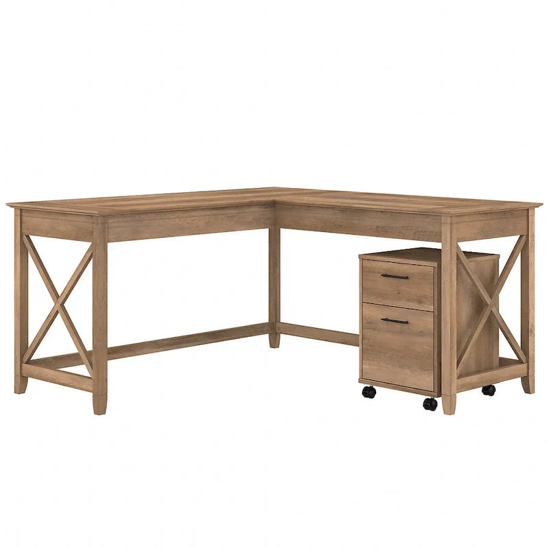 Bush Furniture Key West 60-Inch L-Shaped Desk with Rolling File Cabinet - image 31