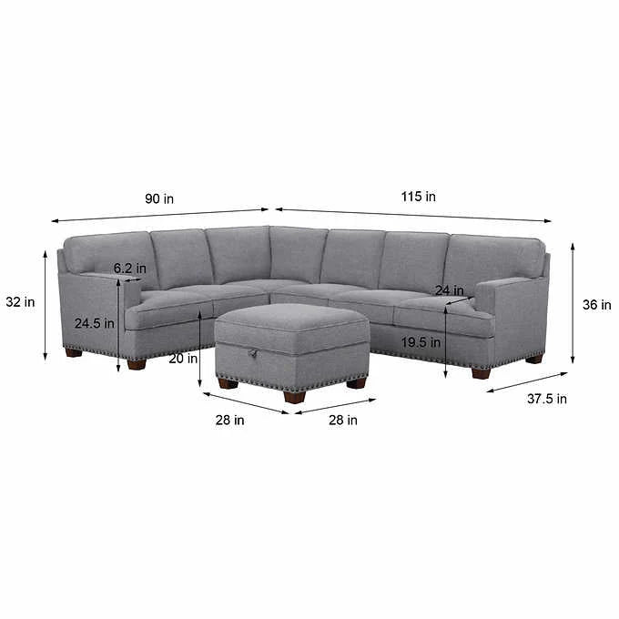 Thomasville Emilee Fabric Sectional with Storage Ottoman - image 2