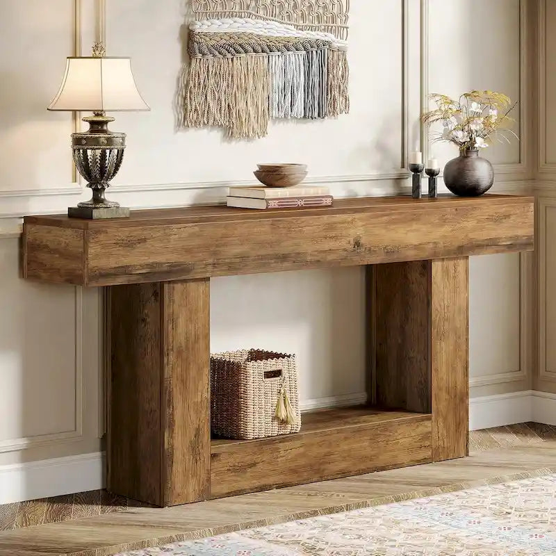 Rustic 2-Tier Entryway Table for Living Room, Hallway, and Foyer - image 26