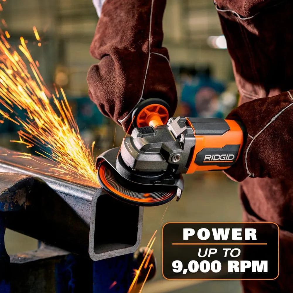 RIDGID 18V Brushless Cordless 4-1/2 in. Paddle Switch Angle Grinder with (2) 4.0 Ah Batteries, Charger, and Bag R86047B-AC93044SBN - image 5