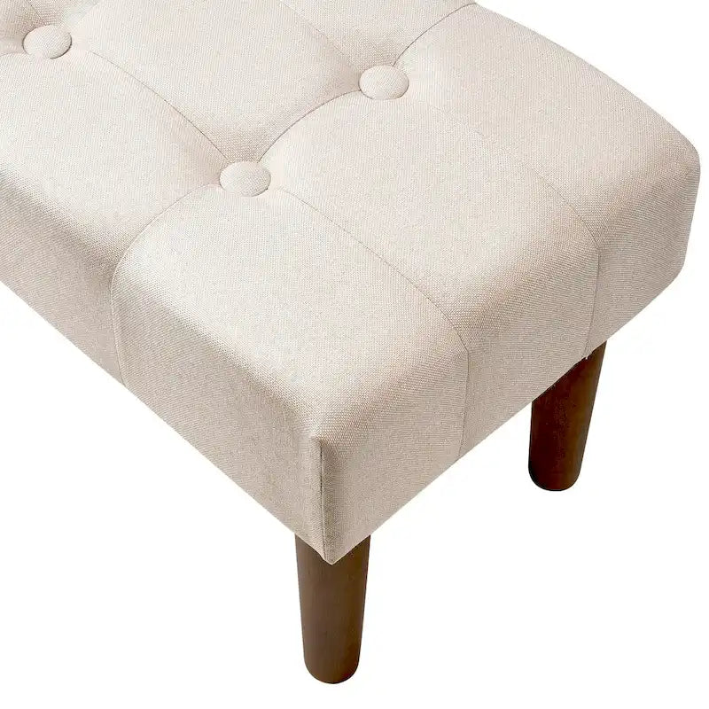 Set of 2 Small Linen Foot Stools with Legs - Rectangle Upholstered Ottoman Footrests - image 24