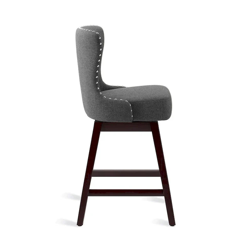 LUE BONA Set of 4 Mid-Century Modern 26-Inch Swivel Counter Stools with Faux Leather and Fabric Upholstery for Kitchen Island - image 26