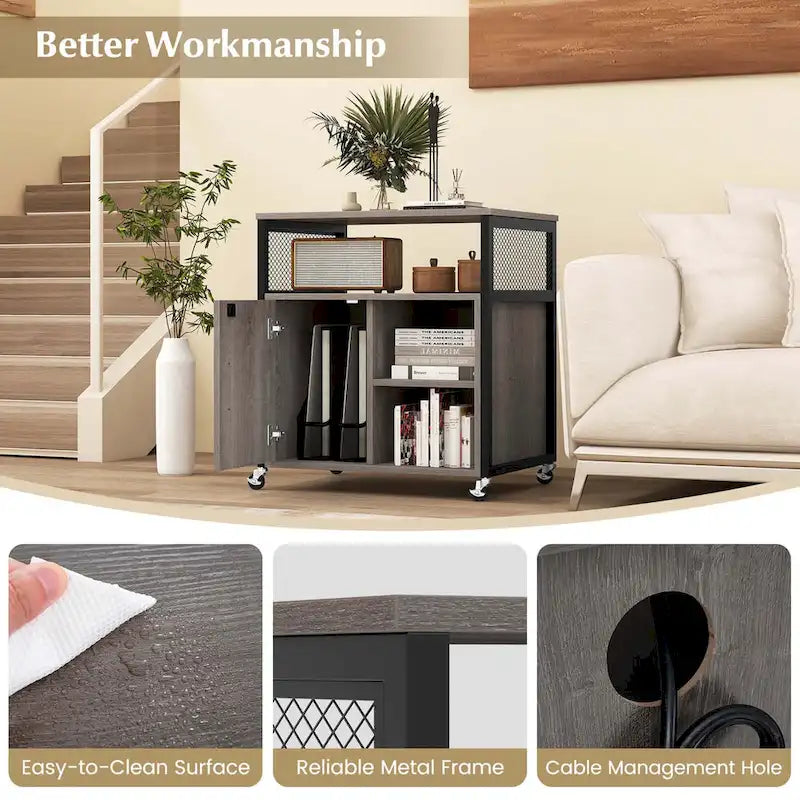 Costway Mobile File Cabinet with Charging Station & Cable - Learn More - image 21