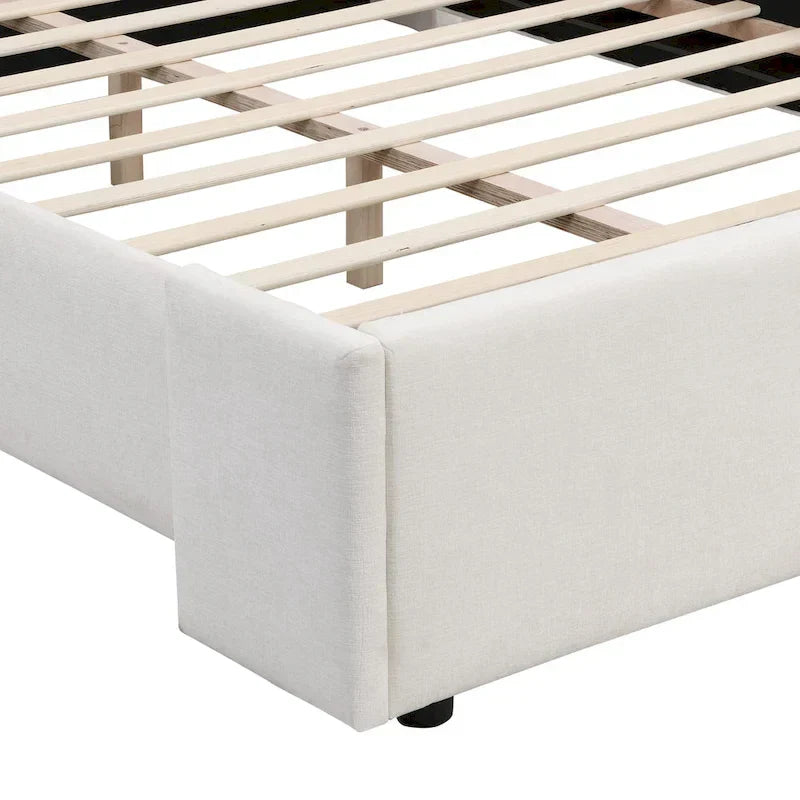 Upholstered Platform Bed with Wingback Headboard and Slat Support - image 5