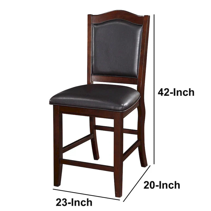 Upholstered Counter Height Chairs  Espresso Wood with Faux Leather - image 7