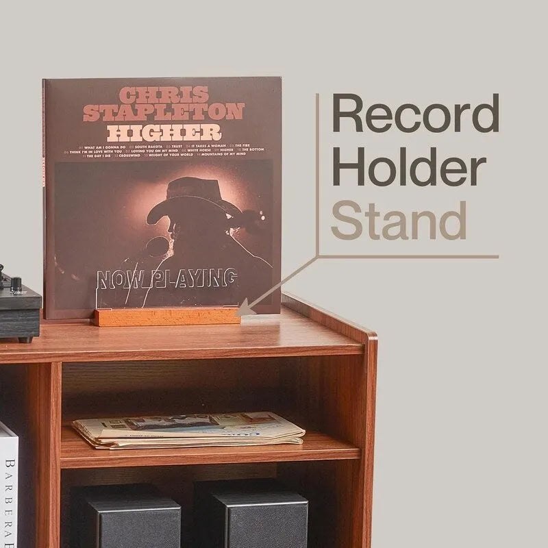 Vinyl Record Player Stand with Built-in Charging Station - Dimensions: 31D x 26W x 15H - image 18