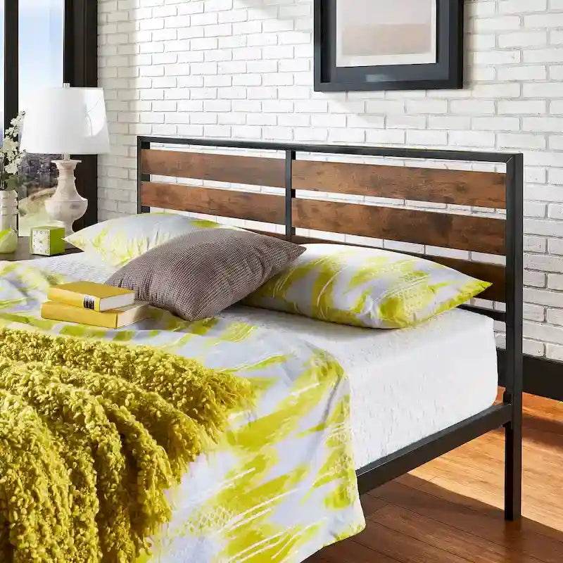 Aabira Low Profile Metal Platform Bed with Wooden Finish Panels by iNSPIRE Q Classic - image 5