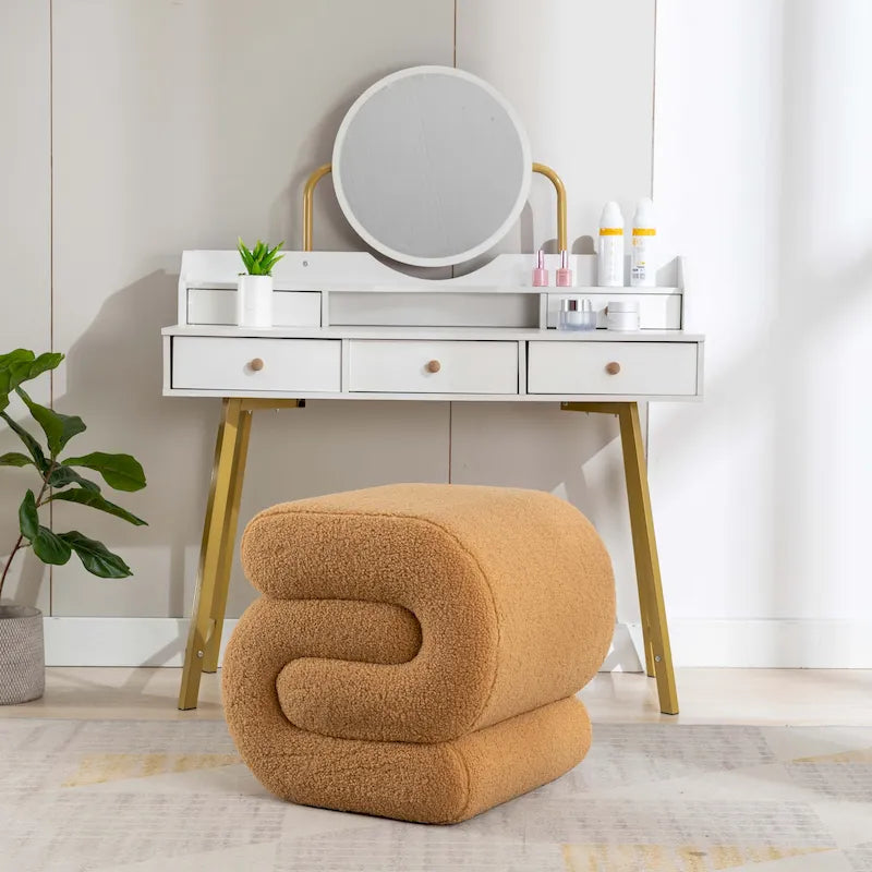 Contemporary S-Shape Ottoman Makeup Stool and Footrest for Living Room and Bedroom - image 6