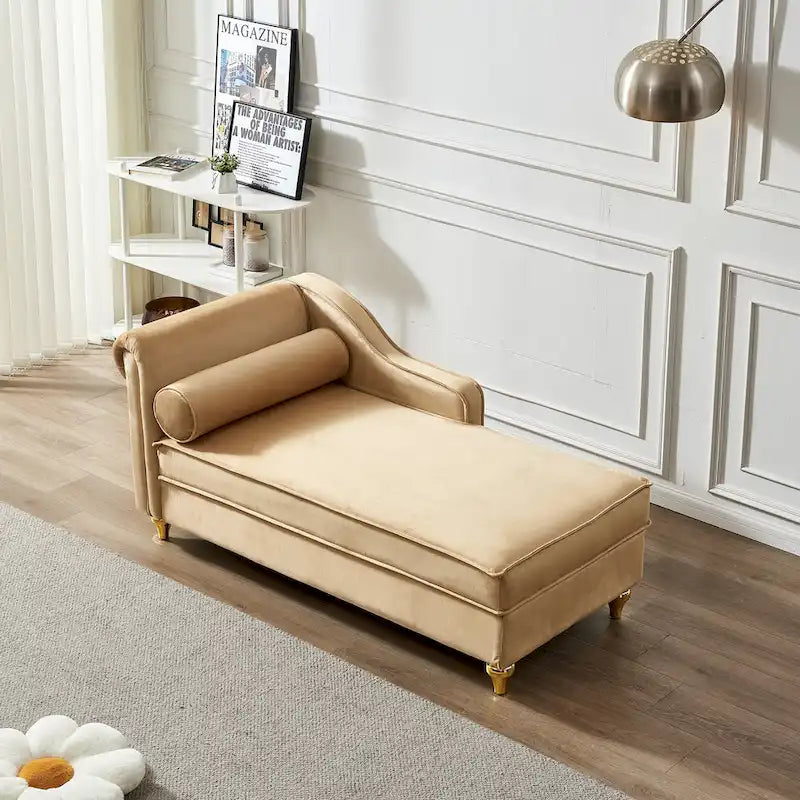 Contemporary Velvet Chaise Lounge Chair with Storage - image 3