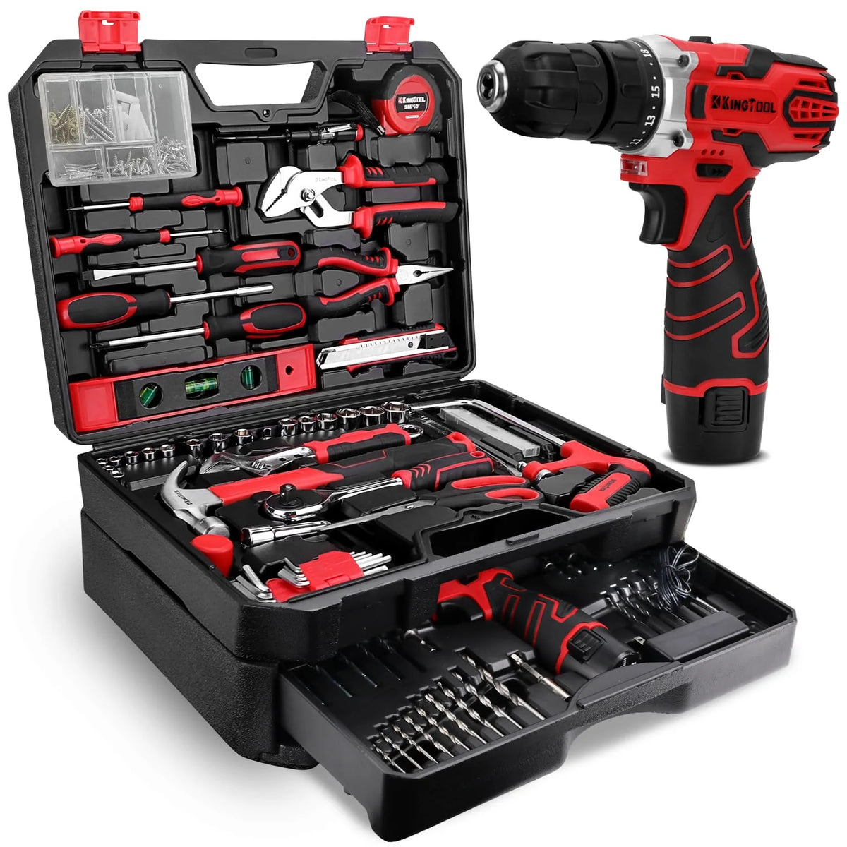 KingTool 276-Piece Tool Set Kit with 12V Cordless Power Drill Driver - image 1