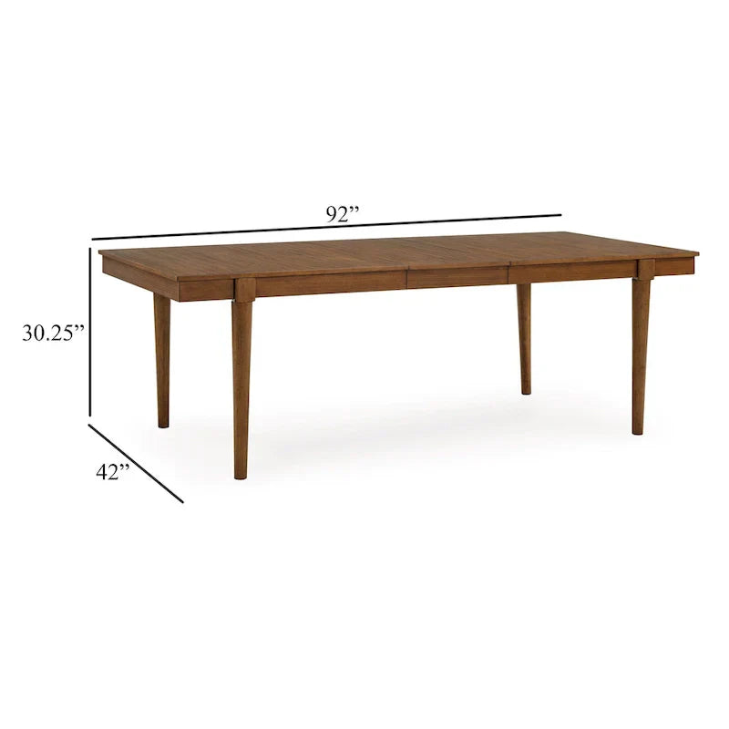 Jeyn Extendable Dining Table with Tapered Legs - Brown Hardwood, 74-92 Inches - image 5