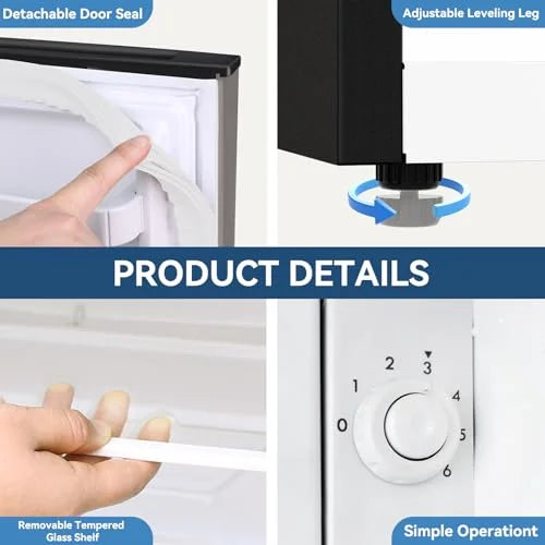 Frestec 1.7 Cu.Ft Mini Fridge with Freezer, Mini Fridge for Bedroom, Small Refrigerator, Dorm Refrigerators with Freezer, Compact Refrigerator for Office, Apartment, Dorm, Bedroom - image 2