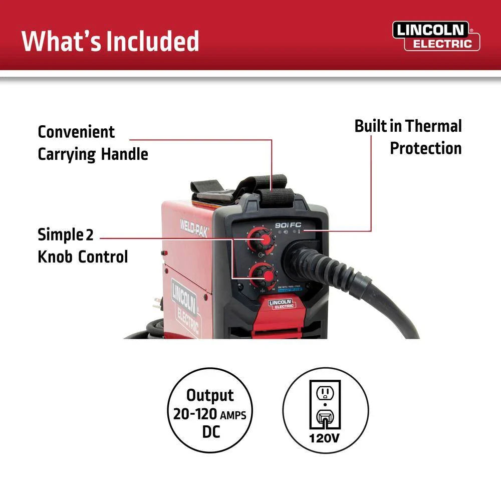 Lincoln Electric WELD-PAK 90i FC Flux-Cored Wire Feeder Welder (No Gas) K5255-1 - image 3