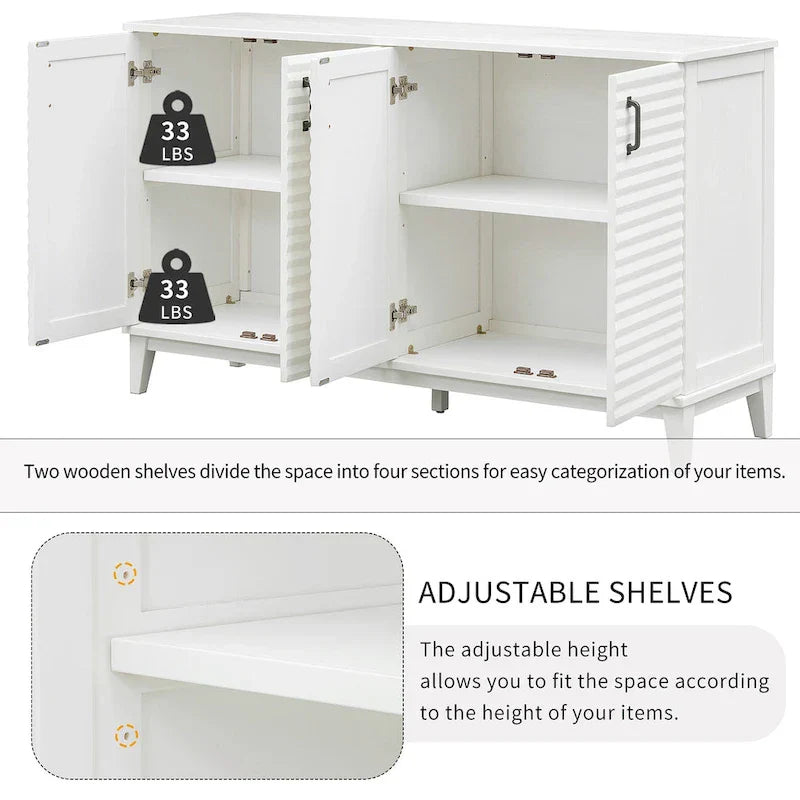 Large 4-Door Sideboard Buffet with Adjustable Shelves for Ample Storage - image 33