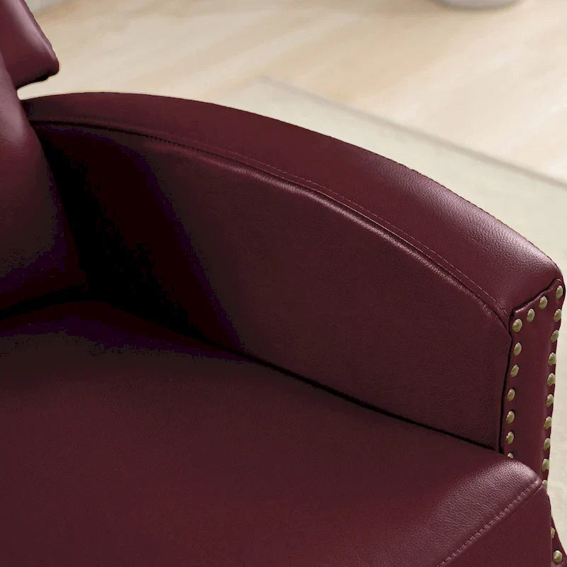 Authentic Leather Pushback Recliner with Adjustable Seat Back and Sturdy Wooden Legs - image 39
