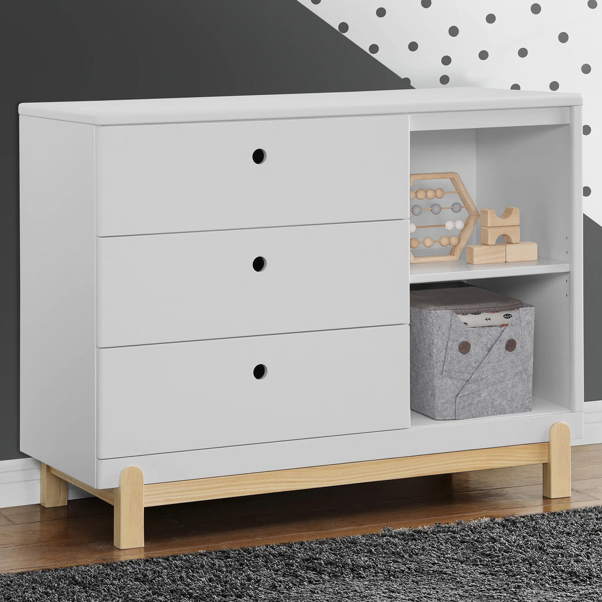 Delta Children Poppy 3 Drawer Dresser with Cubbies and Interlocking Drawers, Bianca White/Natural - image 2