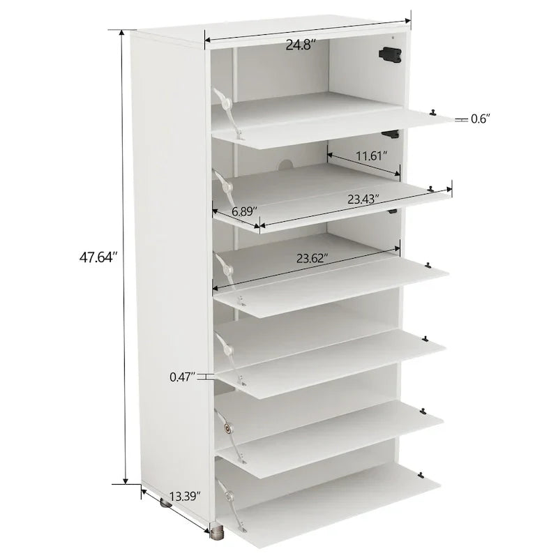 Mirror Shoe Cabinet With 6 Flip Drawers,Shoe Rack Organizer Store Ample Shoes,4 Metal Legs,Hand-Touch Flip-Out Door - image 7