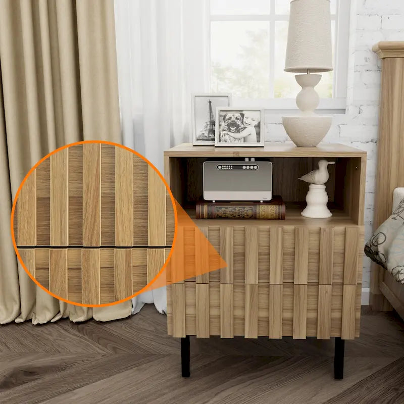 Mid-Century Modern Nightstand with 2 Drawers and Storage - Stylish Bedside Accent Table - image 1