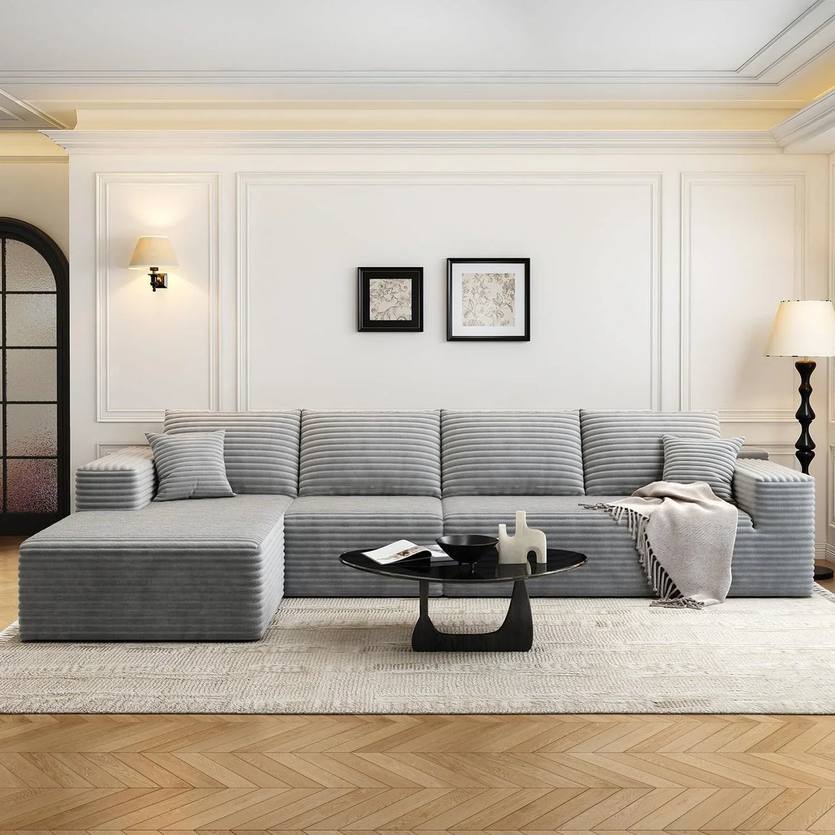 107.5" Cloud Modular Sectional Sofa Couch with L-Shape Chaise,Modern Minimalist Upholstered Couches for Living Room Bedroom,Deep Seat Corner Couch .No Assembly Required (Black,Left Facing Chaise) - image 8