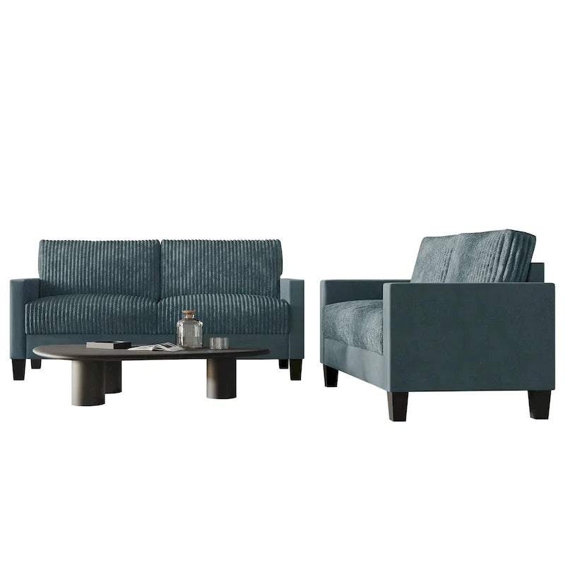 CraftPorch Velvet Upholstered Mid-Century Modern Corduroy 2-Piece Living Room Set - image 2