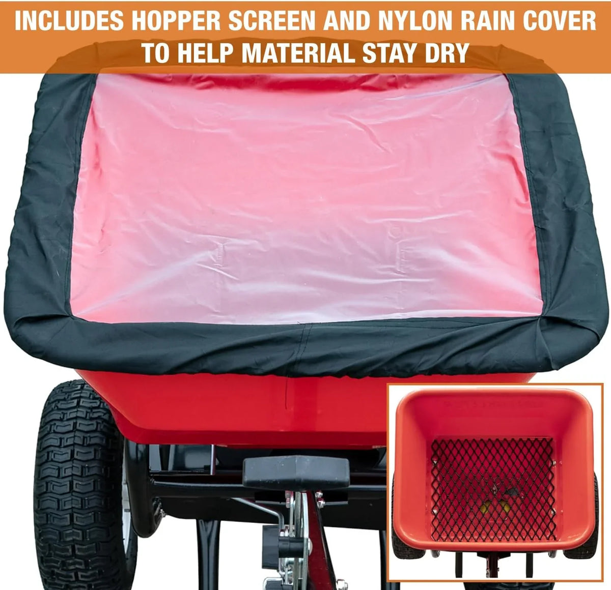 Walk Behind Push Spreader, 100lb Capacity, For Salt, Ice & Snow Melt, Included Grate & Cover With Enclosed Gearbox for Protection. - image 10