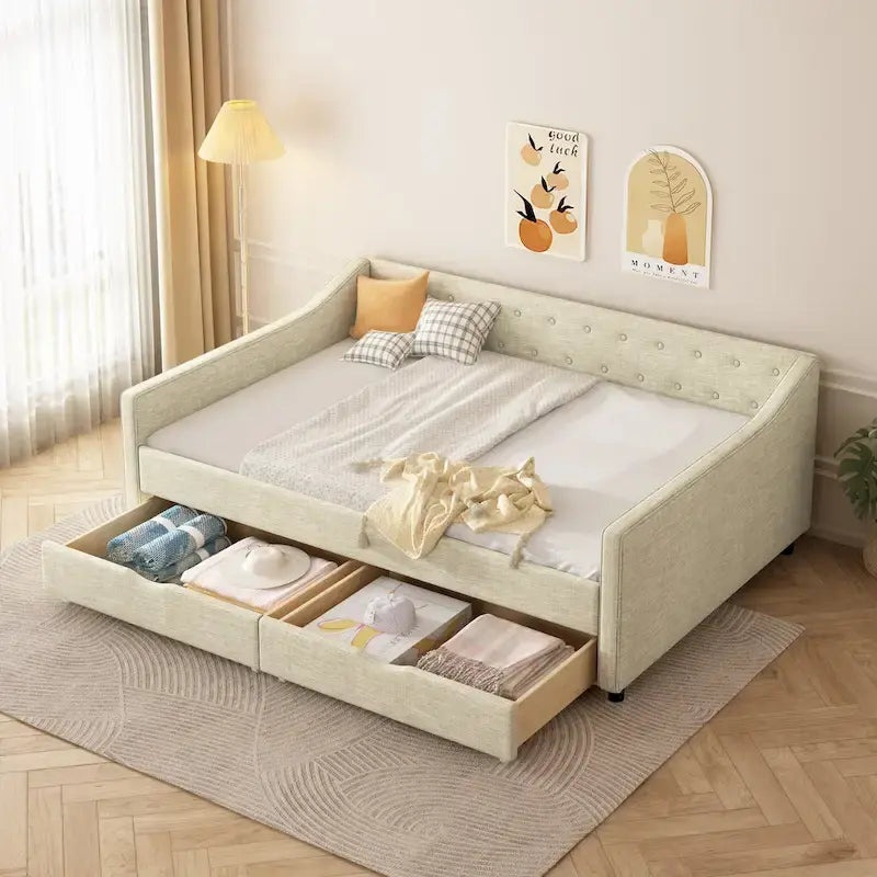Christopher Knight Home Bennett Tufted Daybed Sofa with Storage Drawers and Stylish Curved Arms - image 38