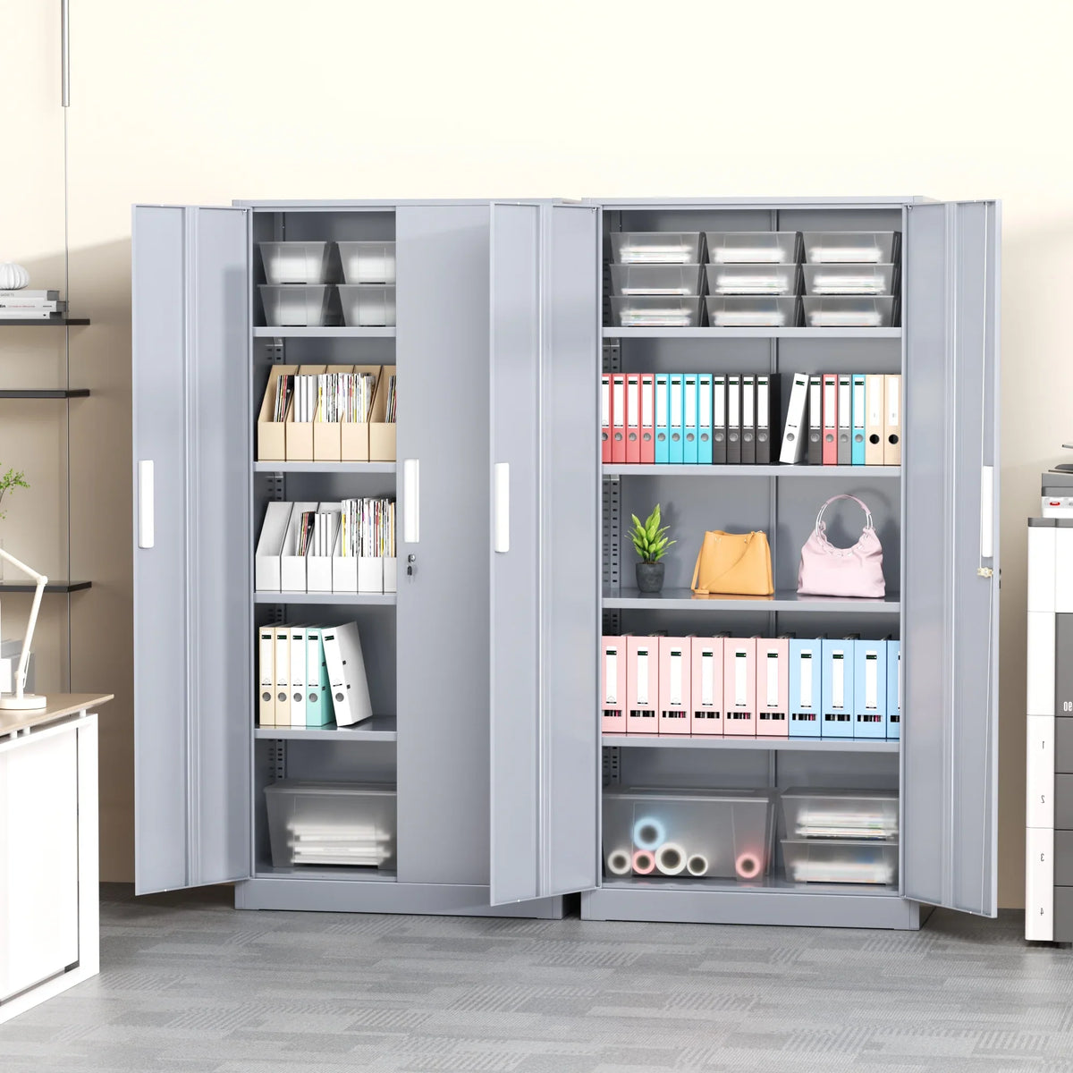 SOLAURA 71" Metal Garage Storage Cabinet with Locking Doors and Adjustable Shelves for Home, Office(Black) - image 37