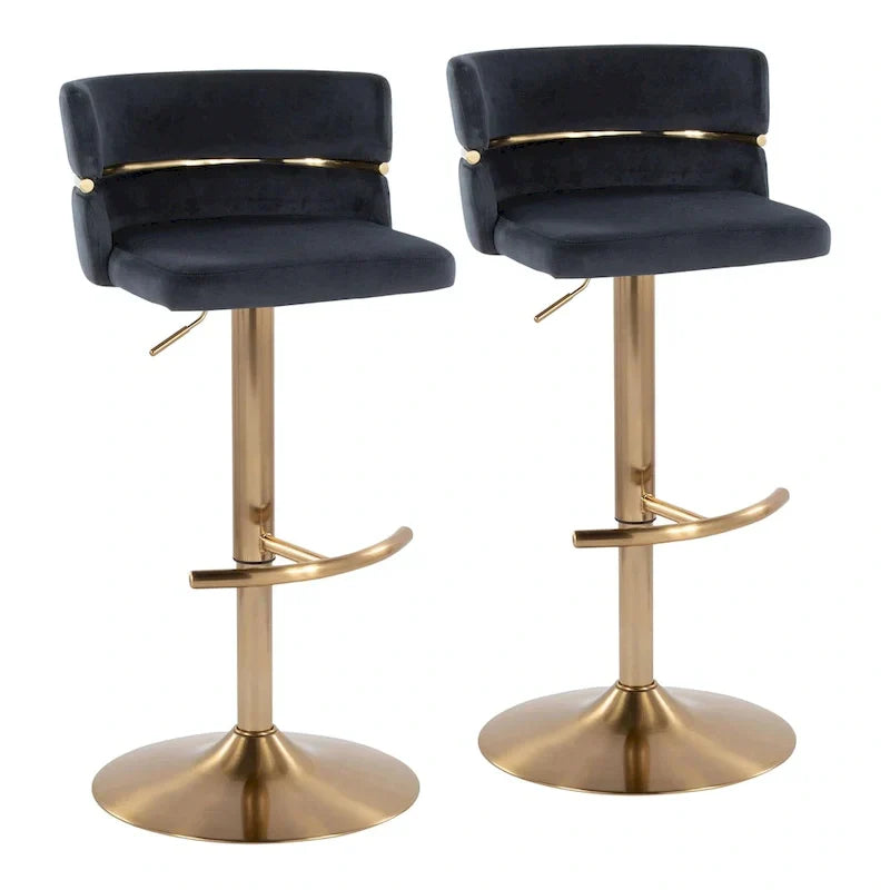 Set of 2 Silver Orchid Lena Adjustable Bar Stools with Rounded T Footrest - image 14