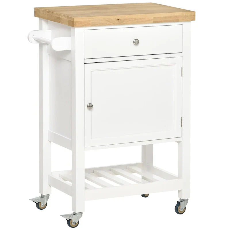 HOMCOM Rolling Kitchen Cart - Versatile Kitchen Island with Smooth Rubberwood Top and Narrow Butcher Block Surface on Wheels - image 3