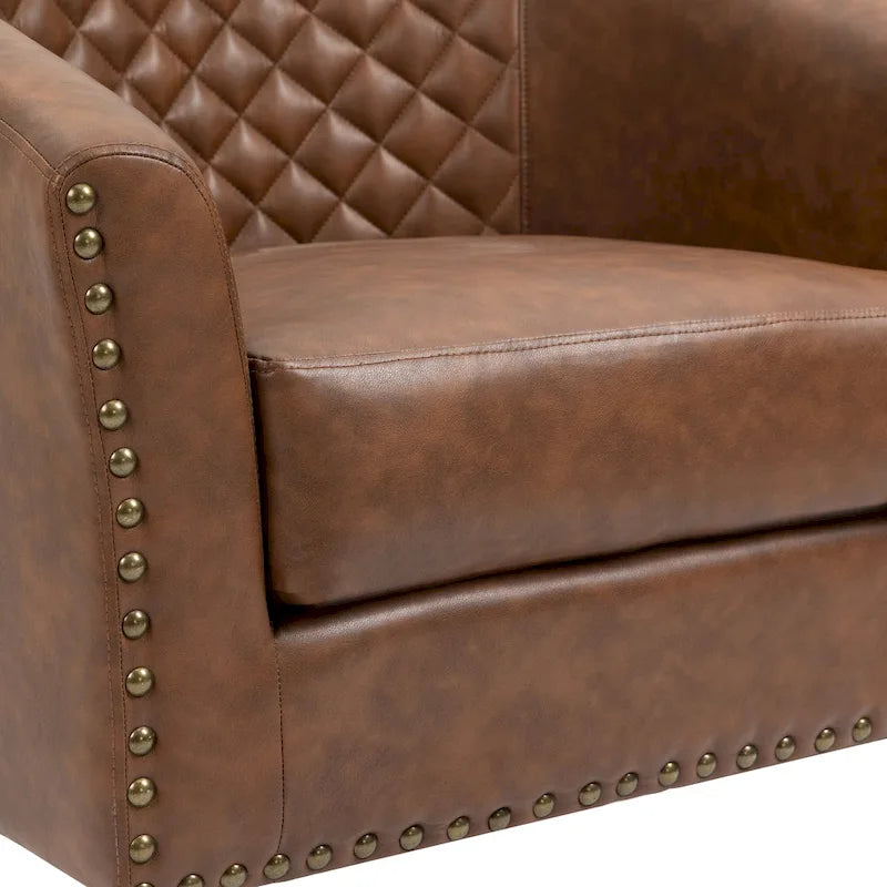 Ethan Barrel Accent Chair in PU Leather with Nailhead Detailing - image 17