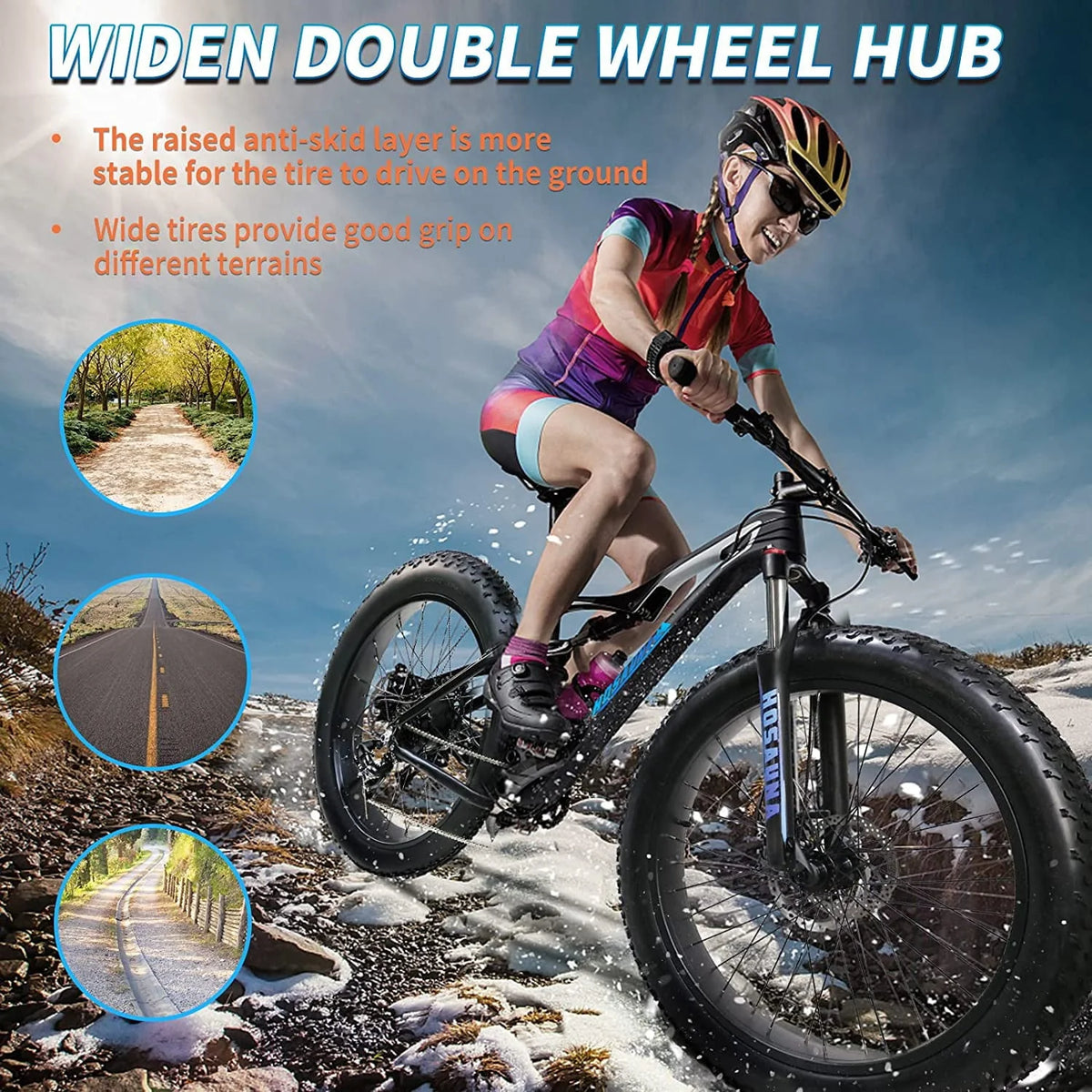 Electric Bike Electric Mountain Bike 500W Ebike26'' Fat Tire Ebike, 28+MPH Adults Ebike with Removable 48V 15ah Battery, Shimano 6 - Speed Black - image 5