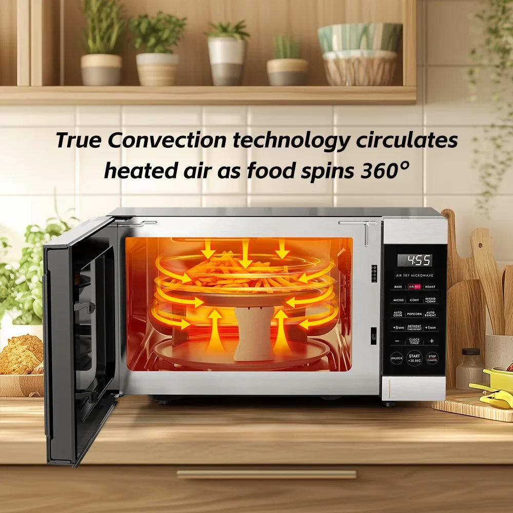 Galanz 0.9 Cu ft Air Fry Countertop Microwave, 900 Watts, Stainless Steel, New - image 10