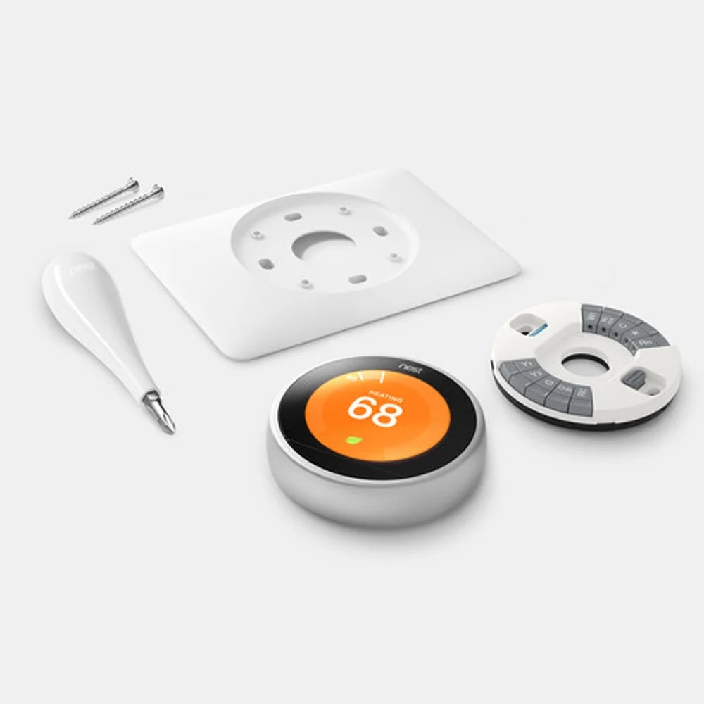 Google Nest Learning Smart Thermostat - 3rd Generation - Stainless Steel T3007ES Bundle with Deco Essentials Wall Mount Plate Cover + Screen Protector Kit for Google Nest Thermostat - image 5