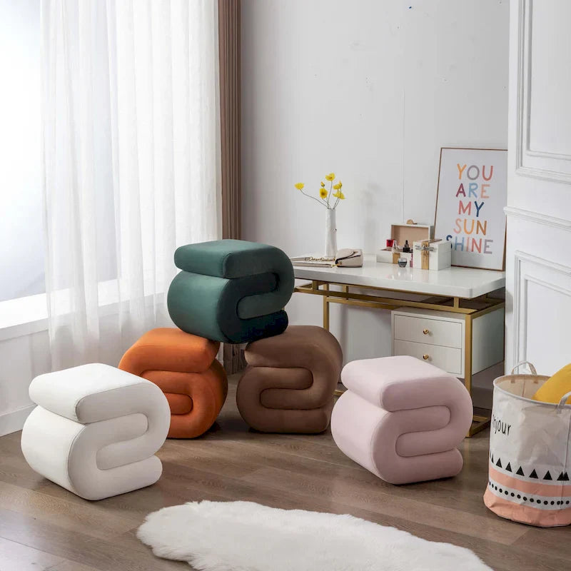 Contemporary S-Shape Ottoman Makeup Stool and Footrest for Living Room and Bedroom - image 3