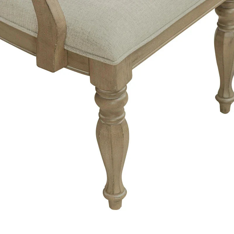 Set of 2 Magnolia Manor Weathered Bisque Upholstered Arm Chairs with Splat Back Design - image 11