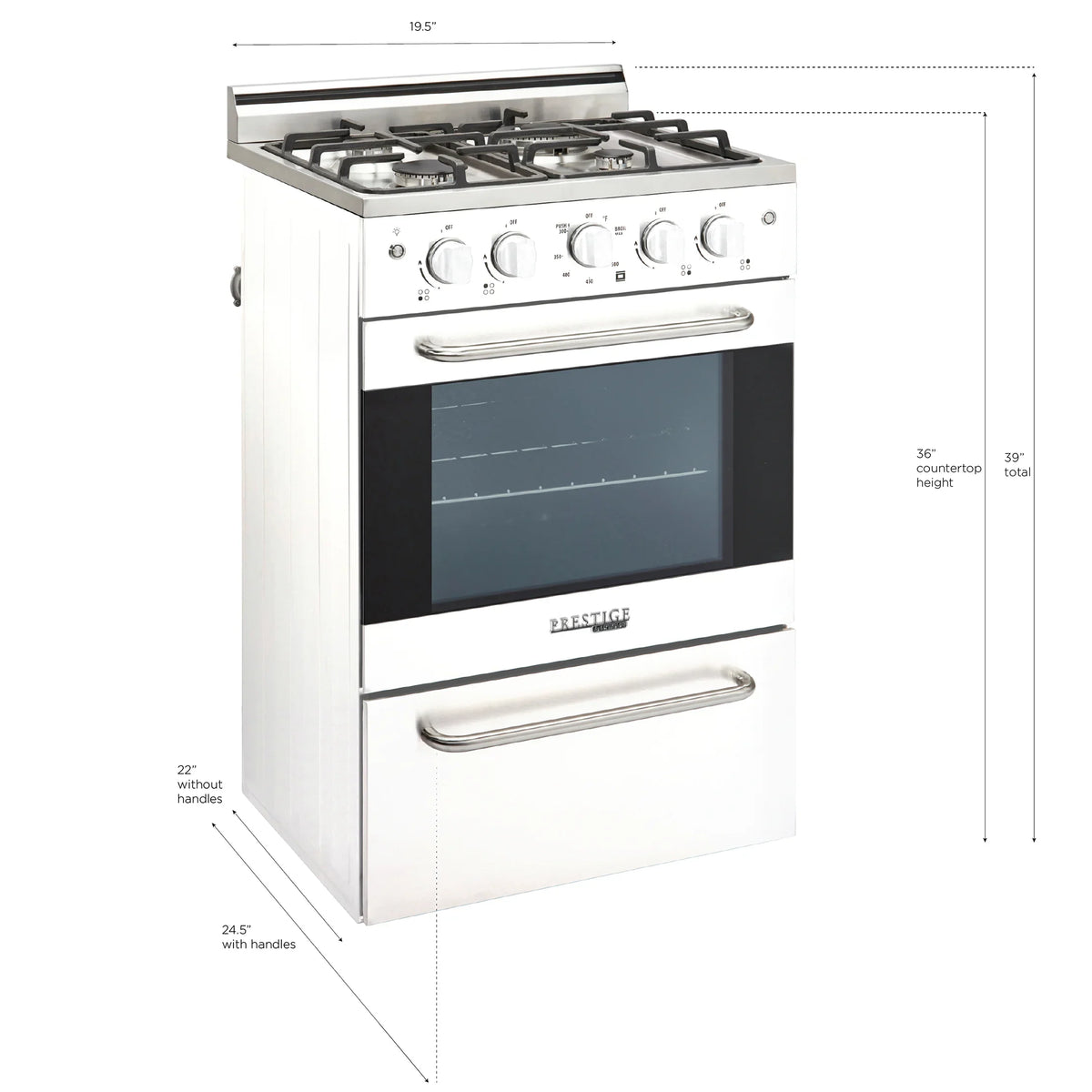 Prestige 20 in. 1.6 cu. ft. Gas Range with Convection Oven and Sealed Burners in Midnight Black - image 13